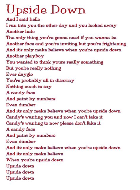 lyrics for upside down